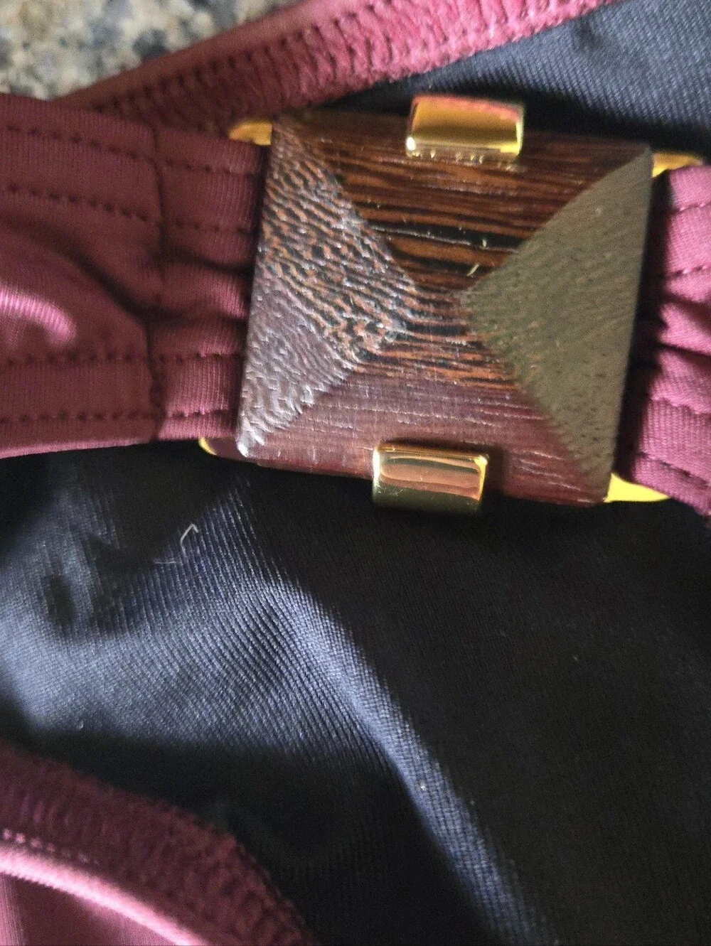 Victoria's Secret Maroon Brownish Halter Bikini Set with Gold Hardware Rare Find
